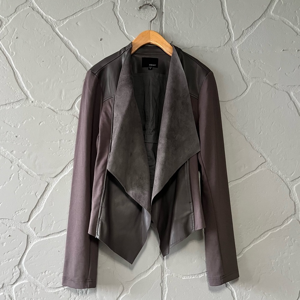Edyson Gray Faux Leather Blazer